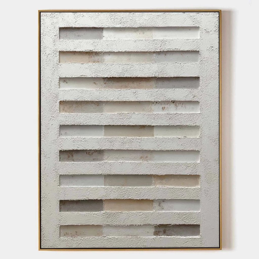 3D Heavy Texture Neutral Abstract Relief Painting EC0103 - Viral Wall Art